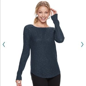 Pink Republic Braided Pullover Sweater Small Blue New NWT